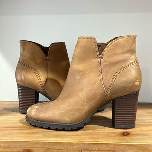Clarks distressed heeled booties